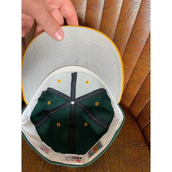 VTG NFL Greenbay Packers New Era USA Made 100% Wool 7 3/8 Fitted Green Hat - Picture 6 of 10